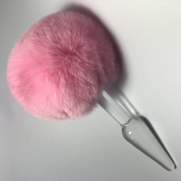 Bunny Tail Butt Plug, Pink Glass Butt Plug, Cute Butt Plug, Sissy Butt Plug, Glass Anal Plug, Buttplugs for Women, Furry sex toy 3pcs