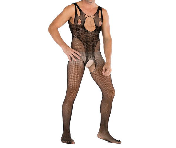 Men Bodystockings Sexy Bodysuits for Husband Night Club Wear Male Nightwear Sissy Fishnet Sleepwear Open Crotch Sex Costumes