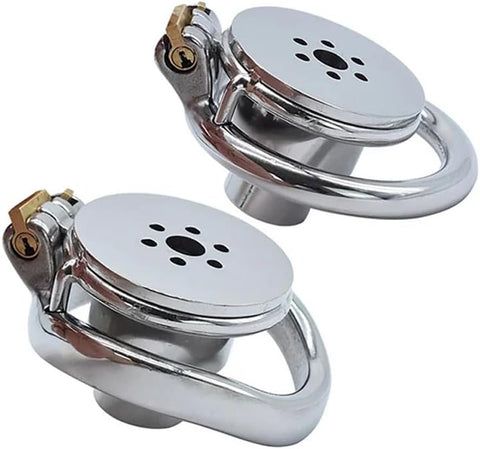 Stainless Steel Inverted Plugged Cylinder Chastity Cage for Male BDSM Restraint Penis Ring