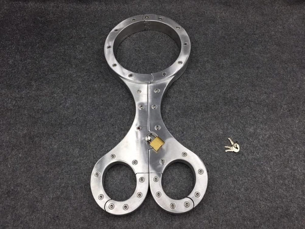 Metal Bondage Gear BDSM Restraint Set,Bondage-Fiddle Collar and Handcuffs for Couple Game Kits