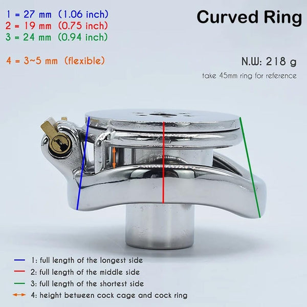 Stainless Steel Inverted Plugged Cylinder Chastity Cage for Male BDSM Restraint Penis Ring