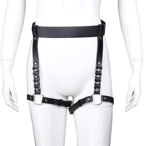 Black Leather Leg Harness: Gothic Punk Festival Thigh Belt