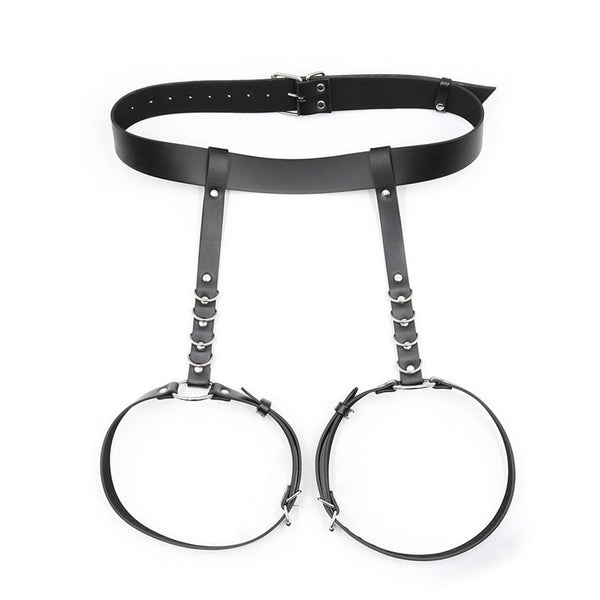 Black Leather Leg Harness: Gothic Punk Festival Thigh Belt