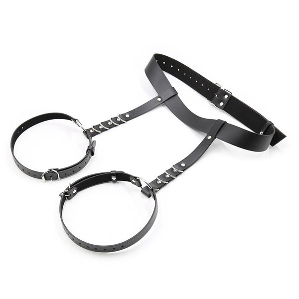 Black Leather Leg Harness: Gothic Punk Festival Thigh Belt