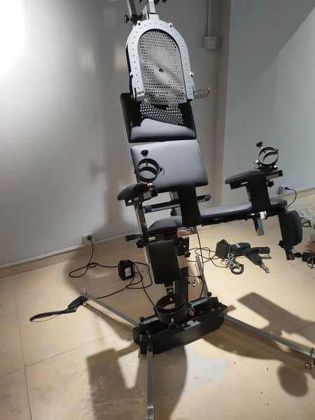 Bondage Furniture Full Restraint BDSM Chair with Leg Spreader Collar and Face Mask Sex Furniture