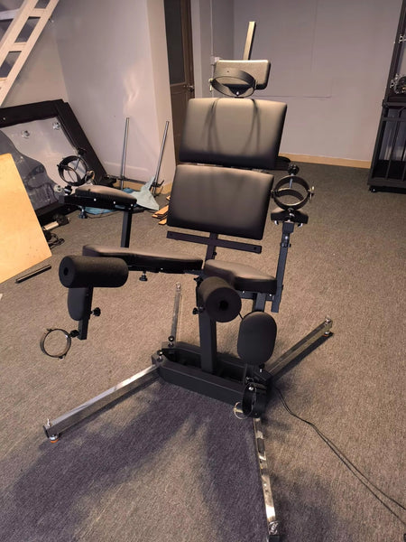 Bondage Furniture Full Restraint BDSM Chair with Leg Spreader Collar and Face Mask Sex Furniture