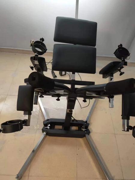 Bondage Furniture Full Restraint BDSM Chair with Leg Spreader Collar and Face Mask Sex Furniture