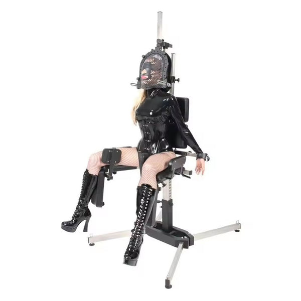 Bondage Furniture Full Restraint BDSM Chair with Leg Spreader Collar and Face Mask Sex Furniture