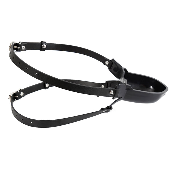 Tongue Trapper Gag With Belt,Panel Tongue Gag For Couple Games Black Red Bondage Belt Gag