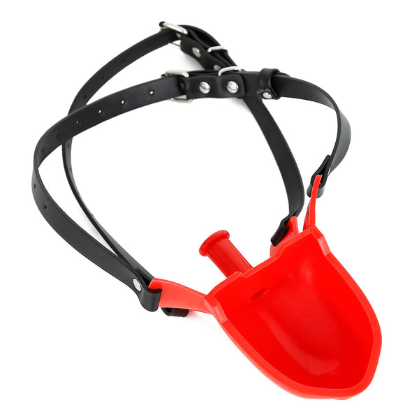 Tongue Trapper Gag With Belt,Panel Tongue Gag For Couple Games Black Red Bondage Belt Gag