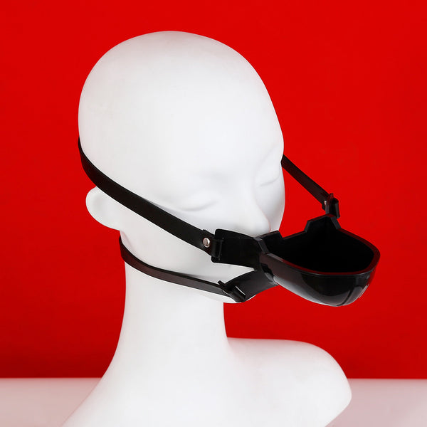 Tongue Trapper Gag With Belt,Panel Tongue Gag For Couple Games Black Red Bondage Belt Gag