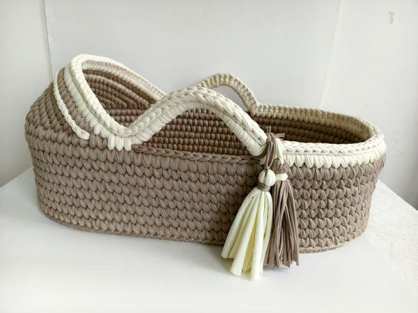 Handmade Modern Soft Customization Crochet Baby Moses Basket for Bedroom & Living Room