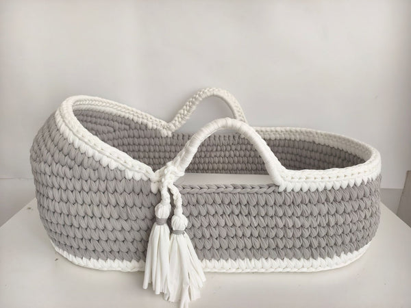 Handmade Modern Soft Customization Crochet Baby Moses Basket for Bedroom & Living Room