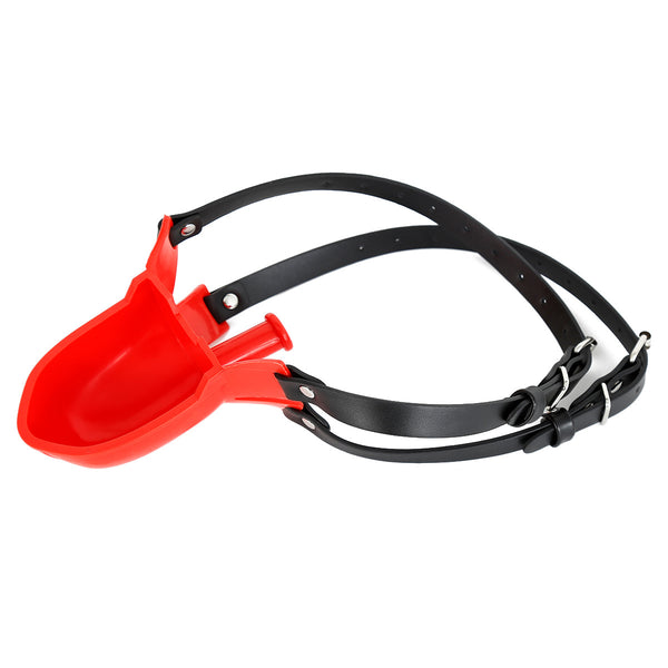 Tongue Trapper Gag With Belt,Panel Tongue Gag For Couple Games Black Red Bondage Belt Gag