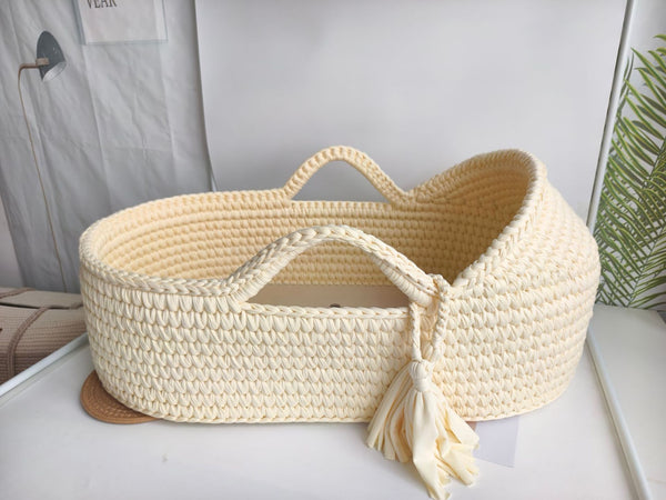 Handmade Modern Soft Customization Crochet Baby Moses Basket for Bedroom & Living Room