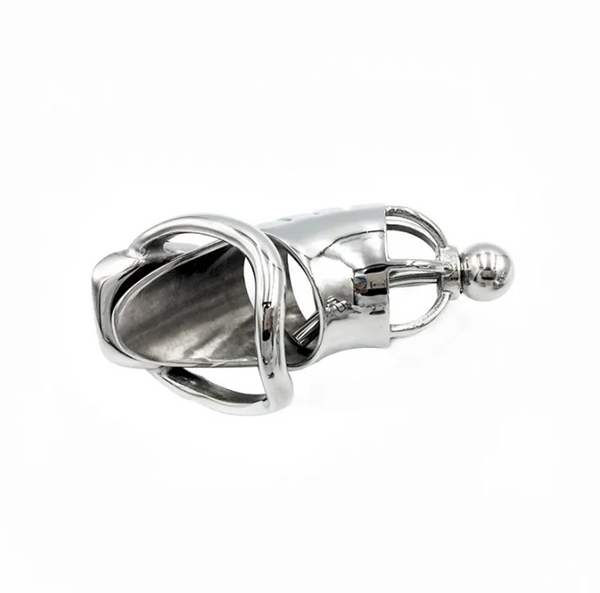 Male Stainless Steel Cock Cage Penis Ring Chastity Device catheter with Stealth