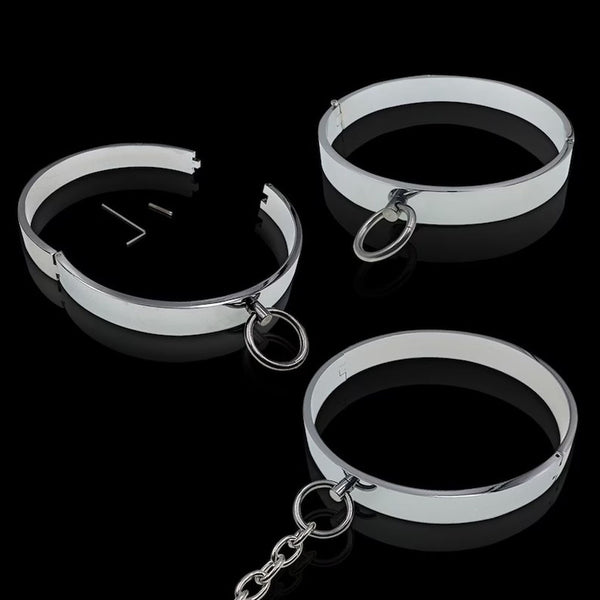 Metal Slave Sexual Restraint Neck Collar with Cock Ring Cbt Bdsm Kits