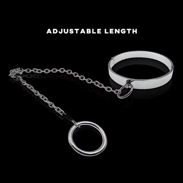 Metal Slave Sexual Restraint Neck Collar with Cock Ring Cbt Bdsm Kits