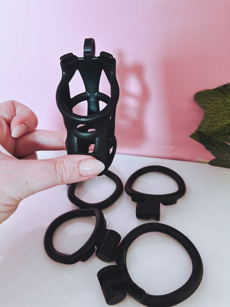 Black Cobra Cage BDSM Restraint Chastity Device For Male