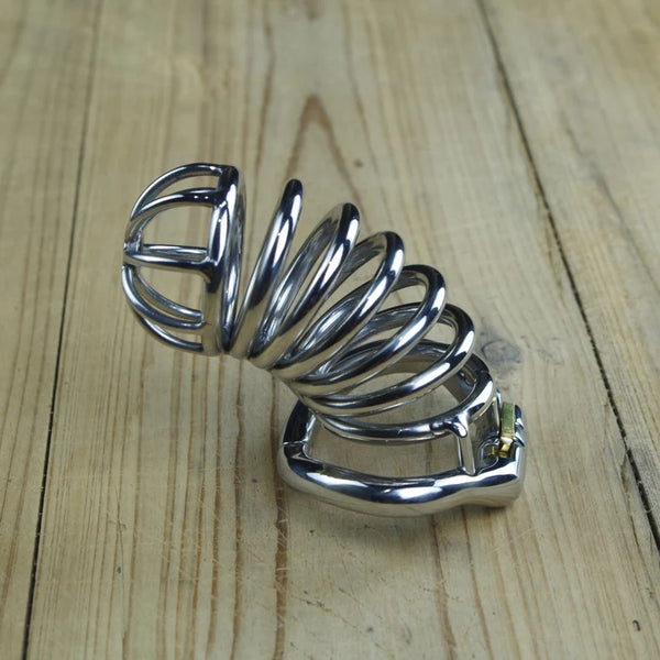 Cock Cage Stainless Steel Male Chastity Device with Flexible Curve Cock Ring Dick Bondage Toys for BDSM