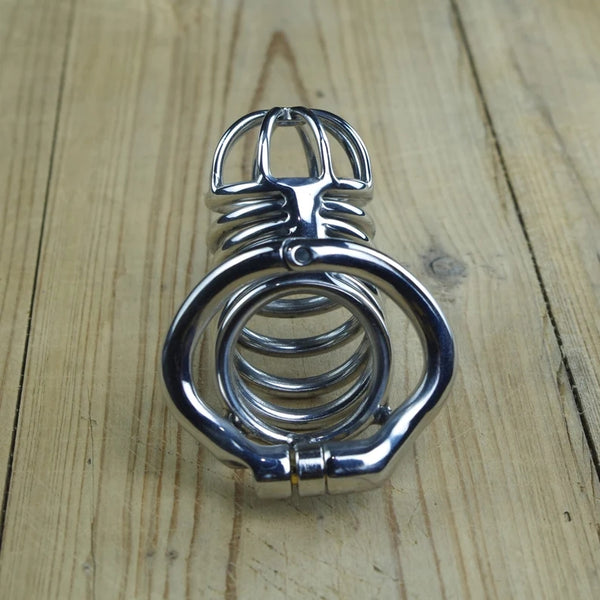 Cock Cage Stainless Steel Male Chastity Device with Flexible Curve Cock Ring Dick Bondage Toys for BDSM