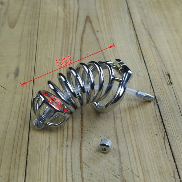 Cock Cage Stainless Steel Male Chastity Device with Flexible Curve Cock Ring Dick Bondage Toys for BDSM