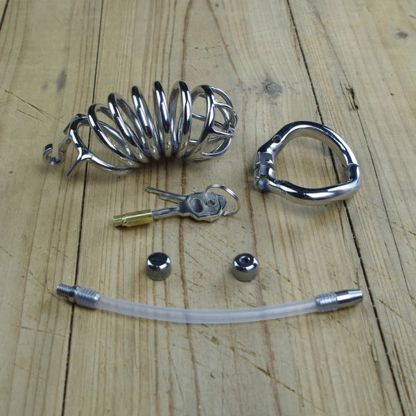 Cock Cage Stainless Steel Male Chastity Device with Flexible Curve Cock Ring Dick Bondage Toys for BDSM