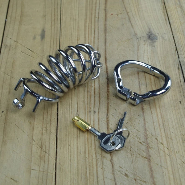 Cock Cage Stainless Steel Male Chastity Device with Flexible Curve Cock Ring Dick Bondage Toys for BDSM