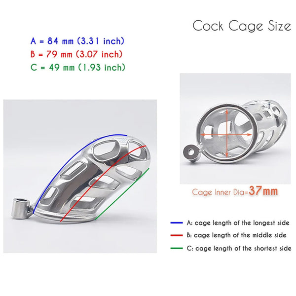 Male Chastity Cage with Control Regular Cock Lock,Metal Penis Rings Stainless Steel Strap Belts Sex Toys