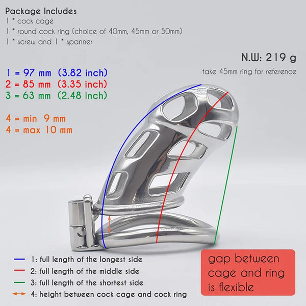 Male Chastity Cage with Control Regular Cock Lock,Metal Penis Rings Stainless Steel Strap Belts Sex Toys