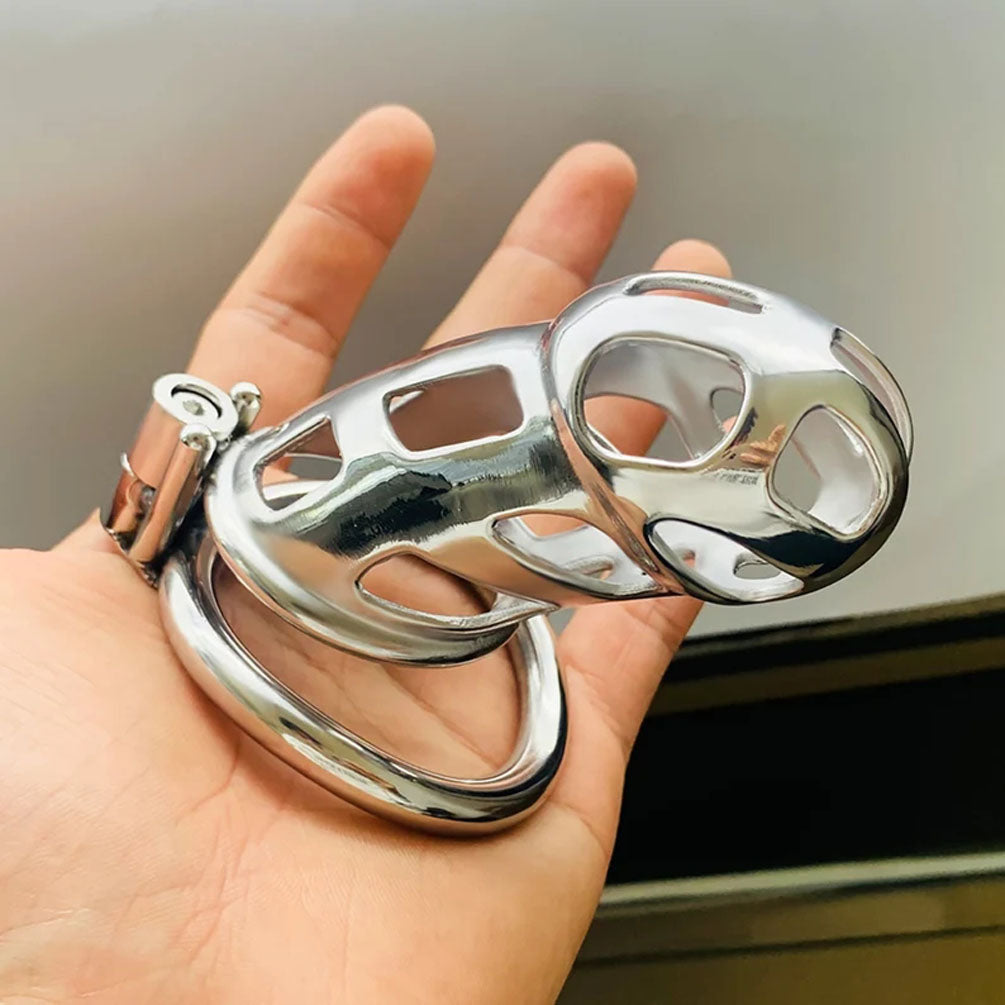 Male Chastity Cage with Control Regular Cock Lock,Metal Penis Rings Stainless Steel Strap Belts Sex Toys