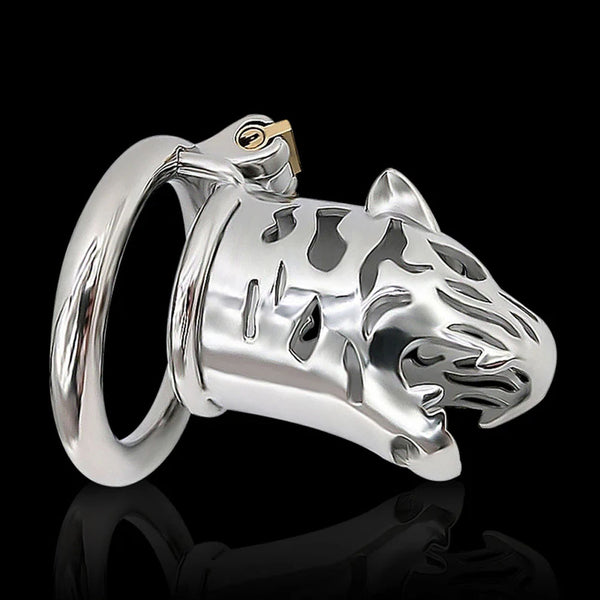 Leopard Chastity Cage Metal Lock Cock Bondage Devices For Male Sexual Fantasy Belt