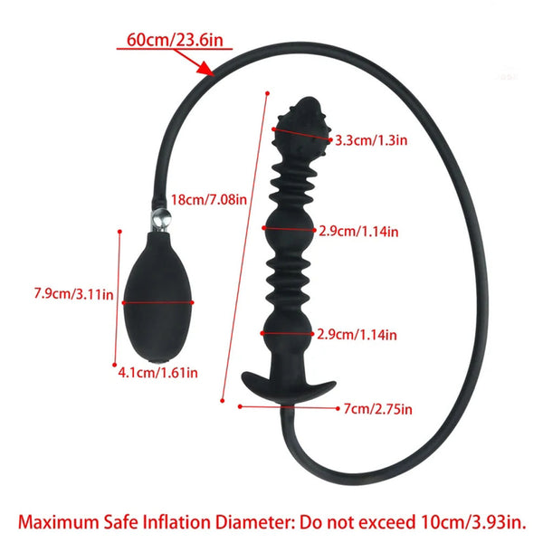 Inflatable Butt Plug, Silicone Anal Plug with Manual Pump, Inflatable Anal Beads, Soft Butt Plug, Expansion Anal Sex Toy, BDSM Toy