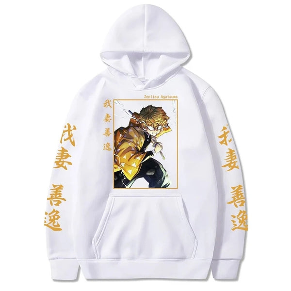 Japan Anime Hoodie Agatsuma Zenitsu Printed Men Women Sweatshirts Harajuku Long Sleeve Unisex Streetwear