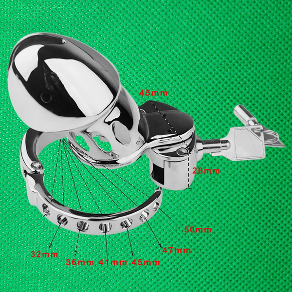 Chastity Device with Adjustable Six Rings of Different Sizes,Metal Locking Bondage Belt and Fetish Pleasure Cage