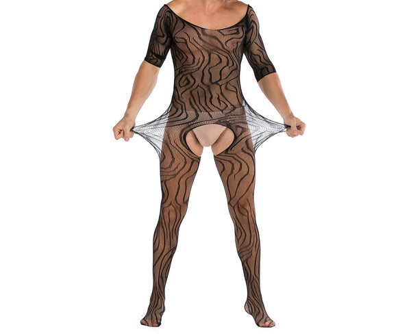 Men Bodystockings Sexy Bodysuits for Husband Night Club Wear Male Nightwear Sissy Fishnet Sleepwear Open Crotch Sex Costumes