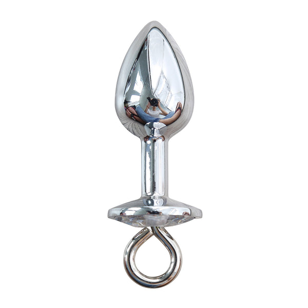 Butt plug with leash, metal butt plug with crystal, adult toys, anal plug