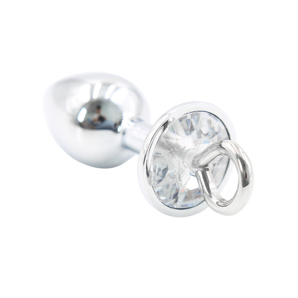 Butt plug with leash, metal butt plug with crystal, adult toys, anal plug