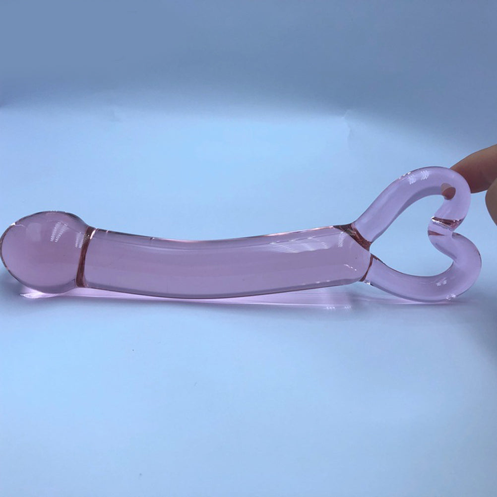 Cute Shaped Glass Dildo - heart handle