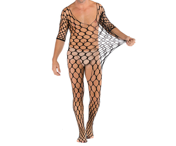 Men Bodystockings Sexy Bodysuits for Husband Night Club Wear Male Nightwear Sissy Fishnet Sleepwear Open Crotch Sex Costumes