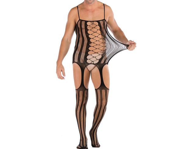 Men Bodystockings Sexy Bodysuits for Husband Night Club Wear Male Nightwear Sissy Fishnet Sleepwear Open Crotch Sex Costumes