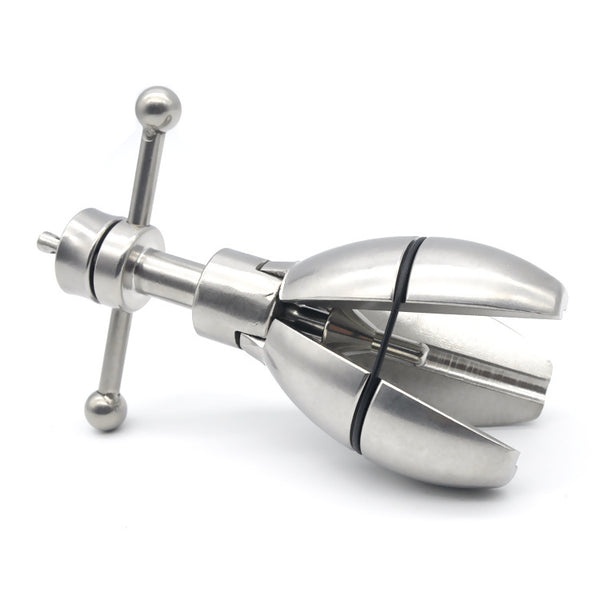 Stainless Steel Anal Dilator Locking Butt Plug, Solid Petals Anal Lock Chastity Devices