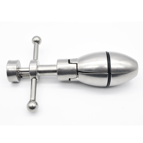 Stainless Steel Anal Dilator Locking Butt Plug, Solid Petals Anal Lock Chastity Devices