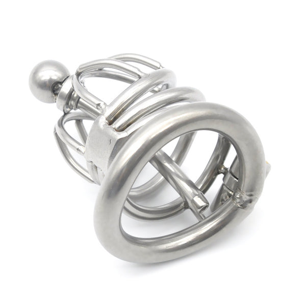 Locked Penis Chastity Device with Cather Stainless Steel Cock Cage