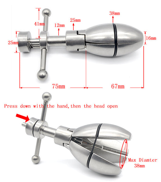 Stainless Steel Anal Dilator Locking Butt Plug, Solid Petals Anal Lock Chastity Devices