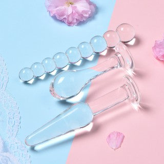 Glass Crystal Anal Pull Beads Butt Plug Massage Stick Beads Man/Woman Masturbator