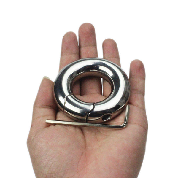 Stainless Steel Scrotum Pendant Penis Cock Ring Restraint Chastity Device Testicle Penis Training Custom Sized