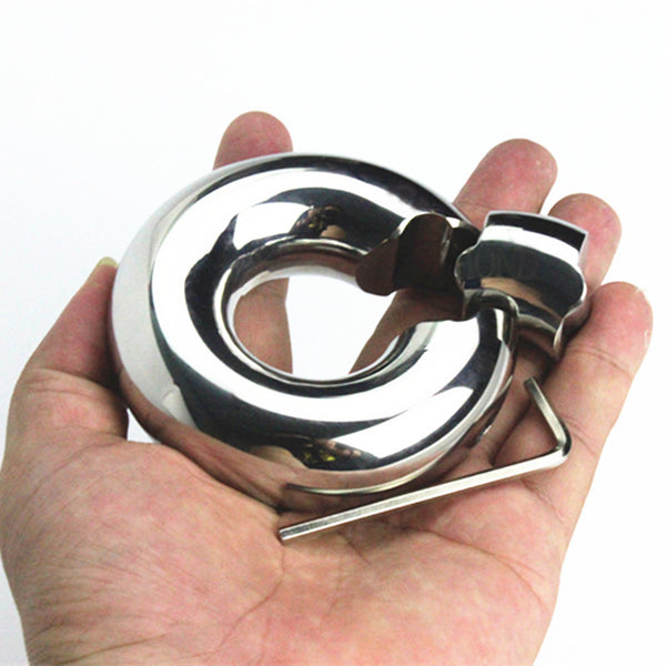 Stainless Steel Scrotum Pendant Penis Cock Ring Restraint Chastity Device Testicle Penis Training Custom Sized