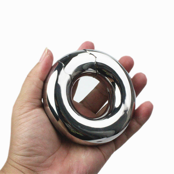 Stainless Steel Scrotum Pendant Penis Cock Ring Restraint Chastity Device Testicle Penis Training Custom Sized