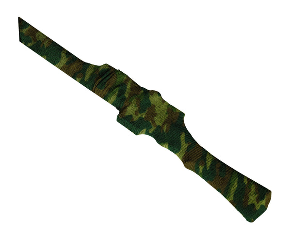 54 Inches Knit Gun Sock for Rifle/Shotguns with or without Scope Storage, Green Camo Anti-Rust, Silicone Treated, Drawstring Closure